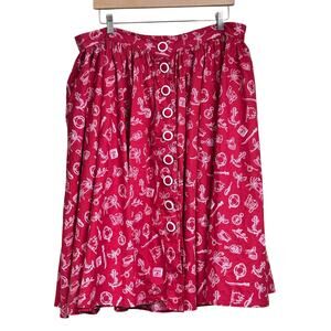 Hell Bunny Vixen Marin skirt, red/white nautical, pinup, whimsical, coastal